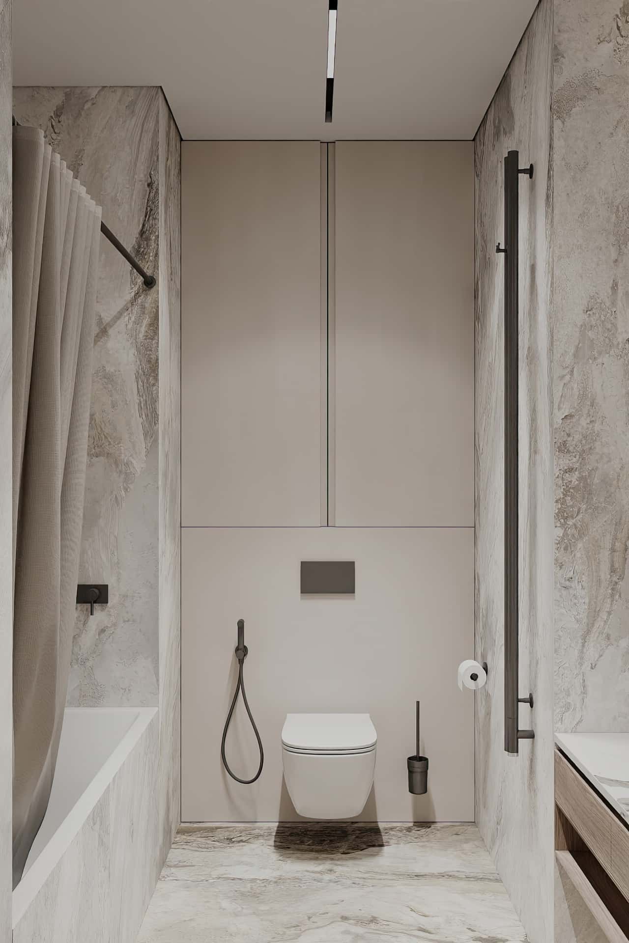 Дизайн и ремонт квартиры в ЖК Большая семерка — Тёплая гармония, 69 м2. Санузел большой, фото 1