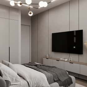 Ода современности. Дизайн и ремонт квартиры 63м2 ЖК Рассказово в современном стиле. Спальня, фото 03