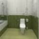 Детская ванная комната выполнена в плитке белого и зелёного цвета. Дизайн и ремонт дома в КП «Антоновка» — Загородный минимализм. Фото 051