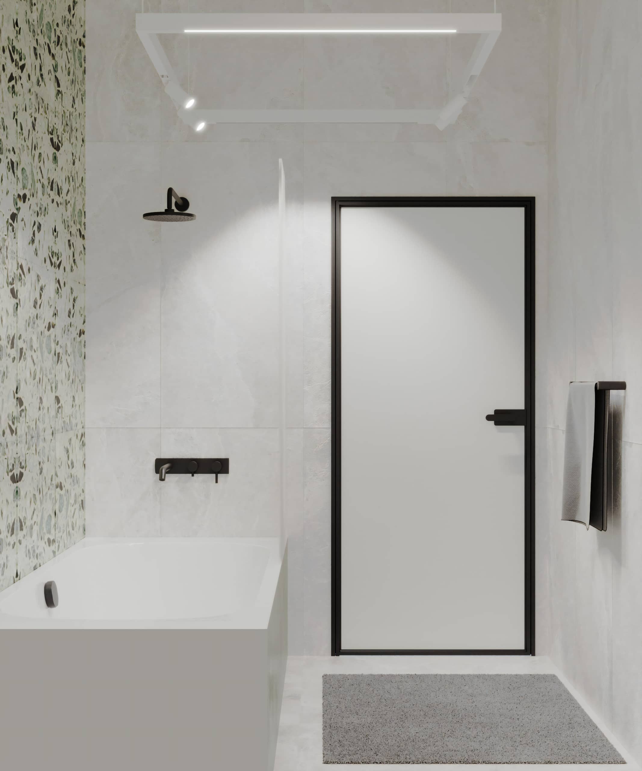 Оформление интерьера ванной комнаты в белый цвет. Фото № 72185.