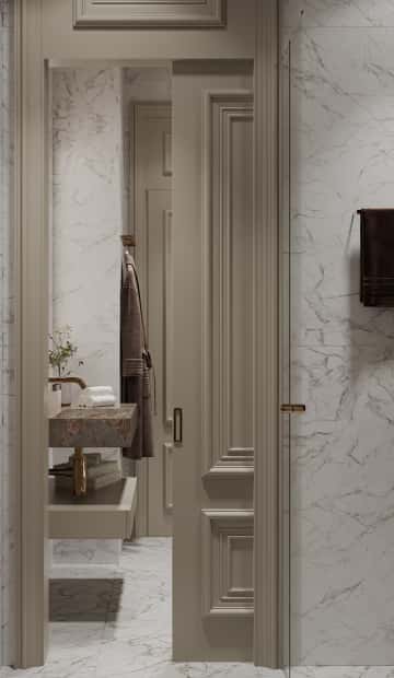 Раздвижная дверь закрывает вход во вторую часть санузла