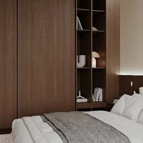 Высокие отношения. Дизайн и ремонт загородного дома 195м2 в КП Лесная поляна в современном стиле. 2 этаж Спальня, фото 03