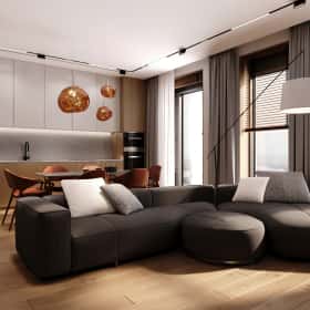 Элегантный оазис. Дизайн и ремонт квартиры 115м2 ЖК Eniteo в современном стиле с элементами экостиля. Кухня-гостиная, фото 09