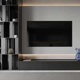 Изысканный монохром. Дизайн и ремонт таунхауса 164м2 в КП Бристоль в неоклассическом стиле. 1 этаж Кухня-гостиная