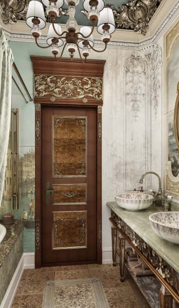 Дверь в роскошном стиле цвета светлого кофе с корицей