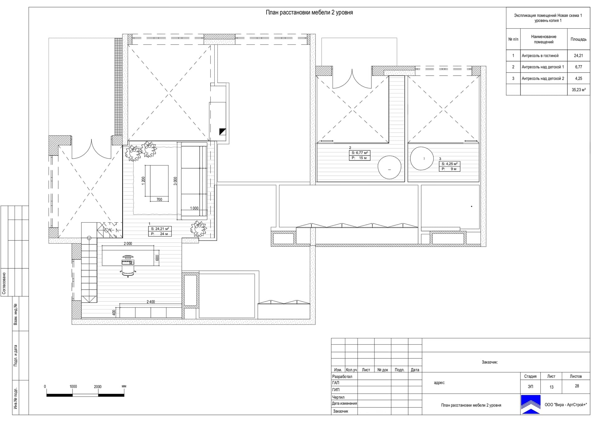 План расстановки мебели 2 уровня, квартира 140 м² в ЖК «Life Ботанический сад 2»