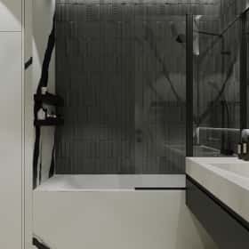 Чёрно-белая магия. Дизайн и ремонт квартиры 101м2 в ЖК Шуваловский Prima в современном стиле. Санузел, фото 01