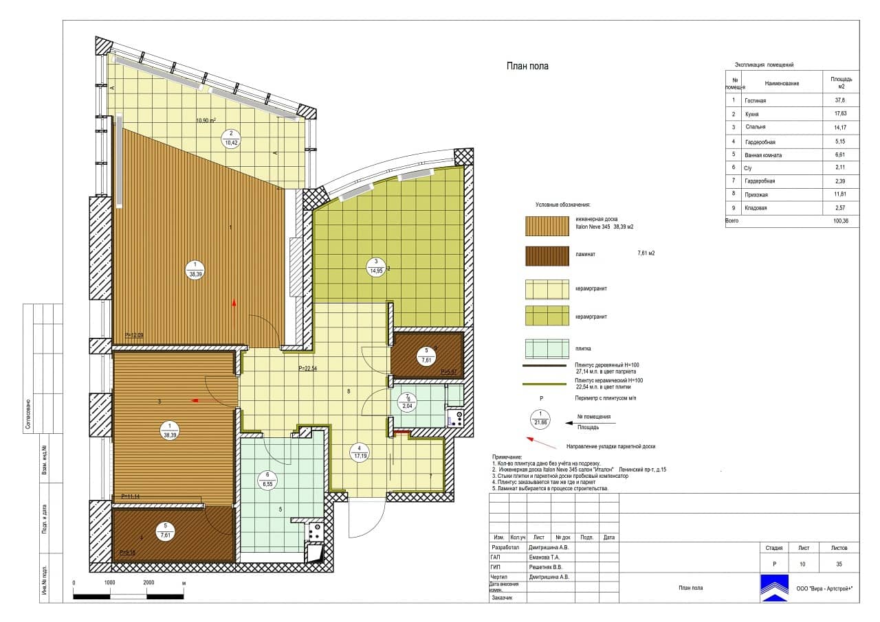 План пола, квартира 104 м² в ЖК «Олимпийская Деревня Новогорск»