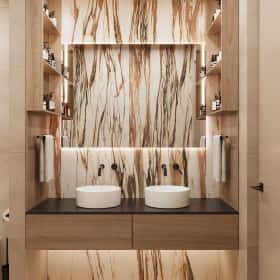 Утончённая простота. Дизайн и ремонт квартиры 123м2 ЖК Джаз в стиле современный минимализм. Санузел 2