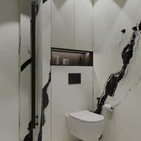 Чёрно-белая магия. Дизайн и ремонт квартиры 101м2 в ЖК Шуваловский Prima в современном стиле. Санузел, фото 03