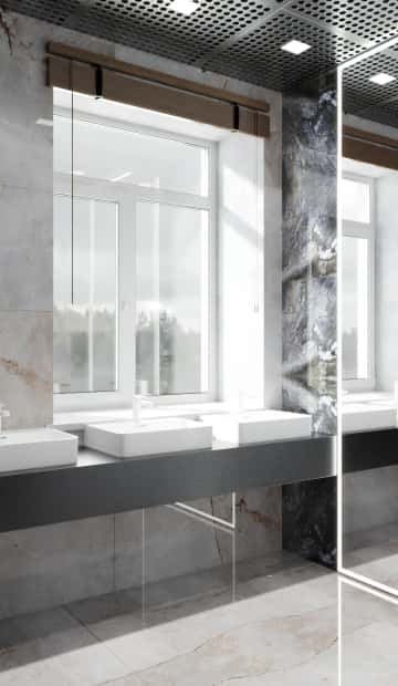 На окна повесили бронзовые жалюзи