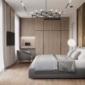Утончённая простота. Дизайн и ремонт квартиры 123м2 ЖК Джаз в стиле современный минимализм. Мастер-спальня, фото 02