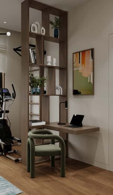 Объятия моря. Дизайн и ремонт квартиры 91м2 ЖК Событие в современном эко-стиле. Кабинет, фото 02