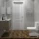 Ванная с плиткой светлого серого цвета прямоугольной формы. Дизайн и ремонт дома в КП «Антоновка» — Загородный минимализм. Фото 064