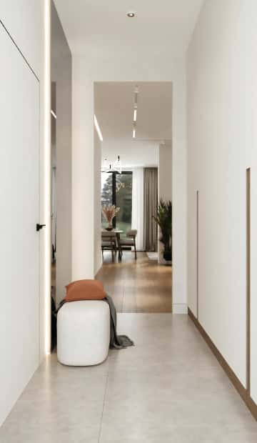 Шкаф для одежды подобрали белый и встроили в стену