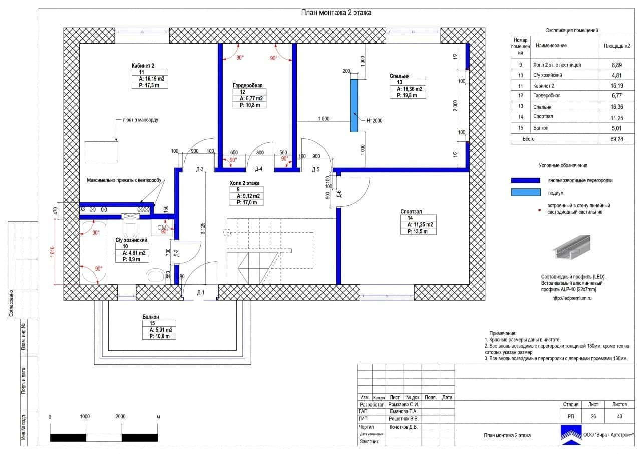 План монтажа 2, дом 155 м² в пос. «Краснопахорское»