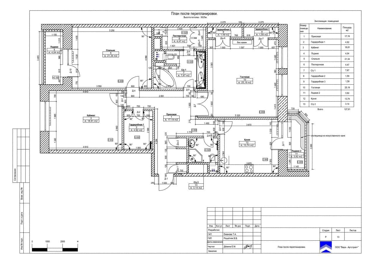 Перепланировка, квартира 128 м² в ЖК «Донской Олимп»