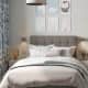 Широкая двухспальная кровать в белом цвете. Дизайн и ремонт квартиры в ЖК «Крылатские холмы» — Гармония формы. Фото 0101