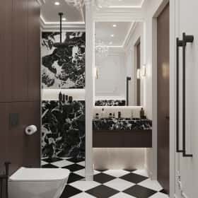 Новелла на французском. Дизайн и ремонт квартиры 67м2 в ЖК Зиларт в современном стиле с элементами французской классики. Мастер-санузел, фото 02