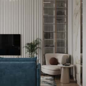 Фотографии кухонь-гостиных. Удобство со вкусом. Дизайн и ремонт квартиры 88м2 ЖК Вереск в современной классике. Кухня-гостиная, фото 07.