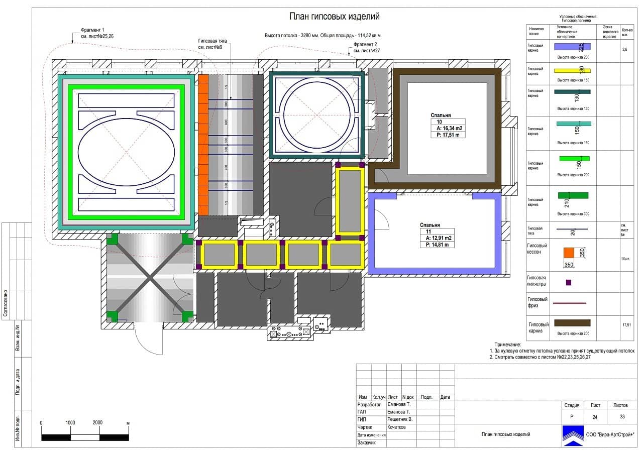 План гипсовых изделий, квартира 115 м² в ЖК «Таёжный»