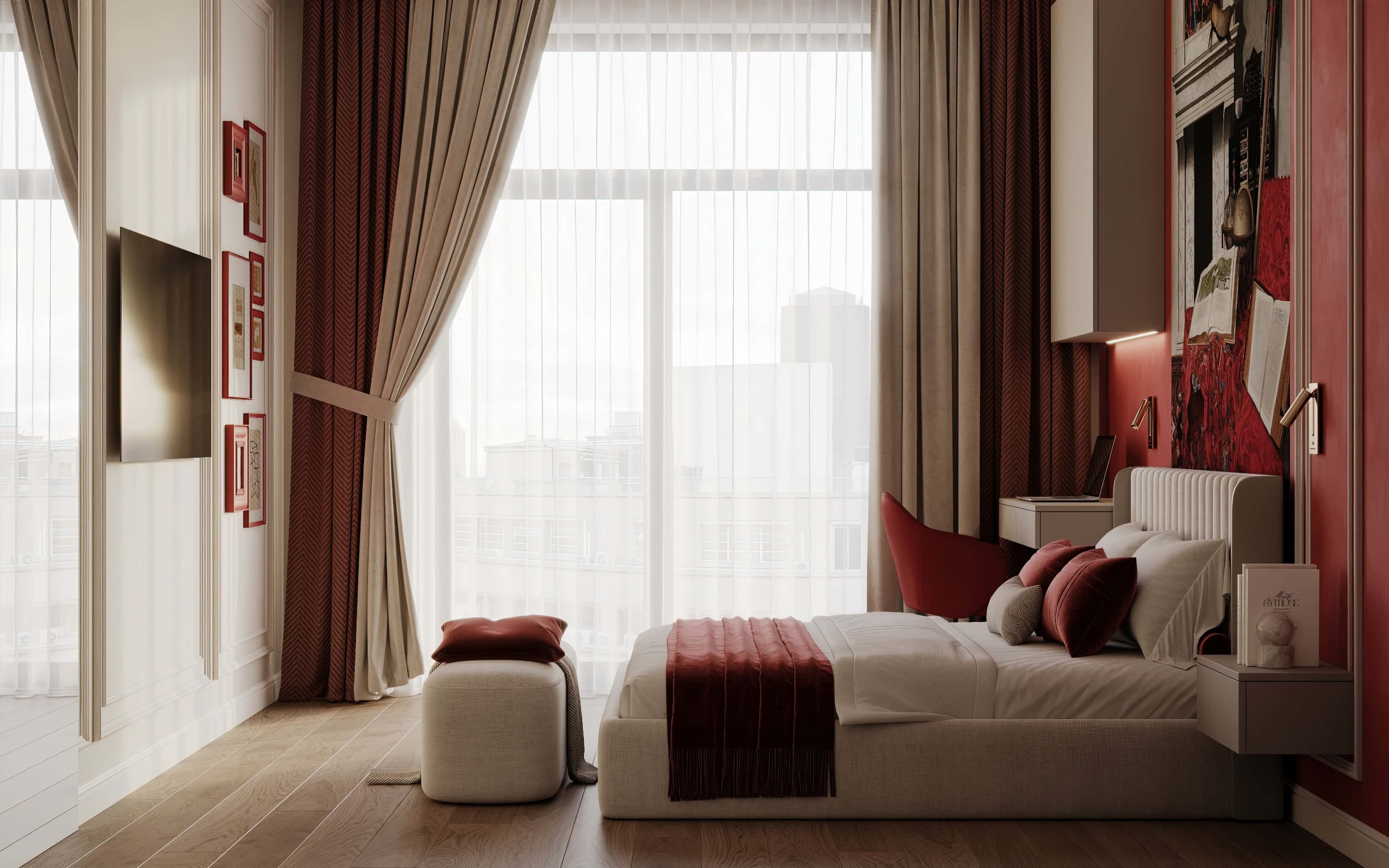 Оформление интерьера спальни. Фото № 81047.