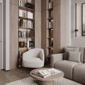 Фотографии гостиных. Ода современности. Дизайн и ремонт квартиры 63м2 ЖК Рассказово в современном стиле. Гостиная, фото 03.