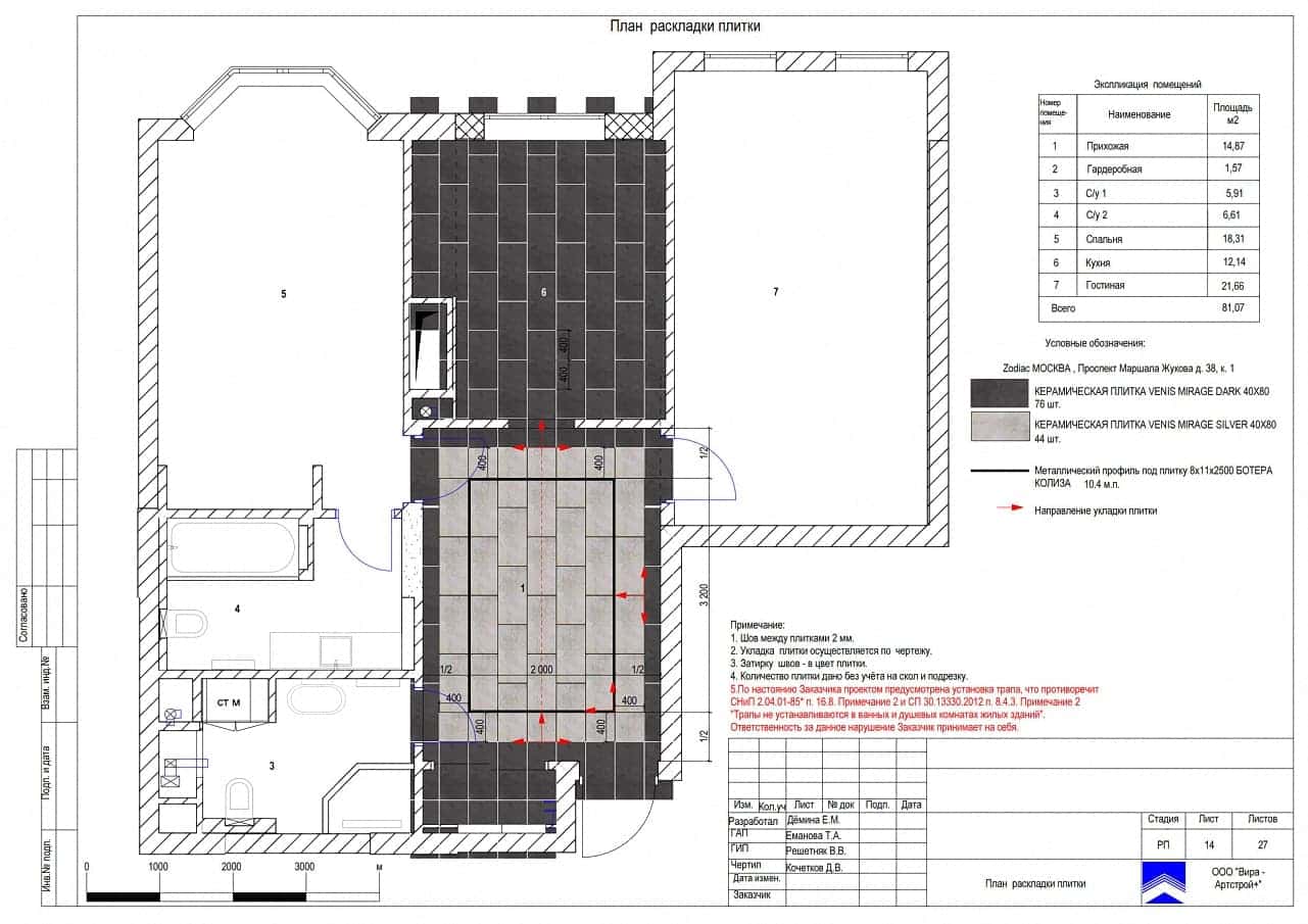 Раскладка плитки. Дизайн и ремонт квартиры в ЖК «Алые Паруса ...