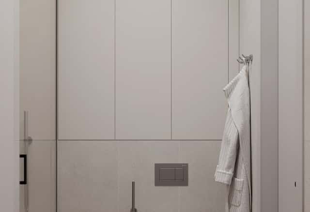 Фотографии санузлов. Скандинавский акцент. Дизайн и ремонт квартиры 95м2 ЖК Садовые кварталы в современном стиле. Гостевой санузел, фото 01.