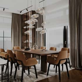 Высокие отношения. Дизайн и ремонт загородного дома 195м2 в КП Лесная поляна в современном стиле. 1 этаж Кухня-гостиная, фото 12