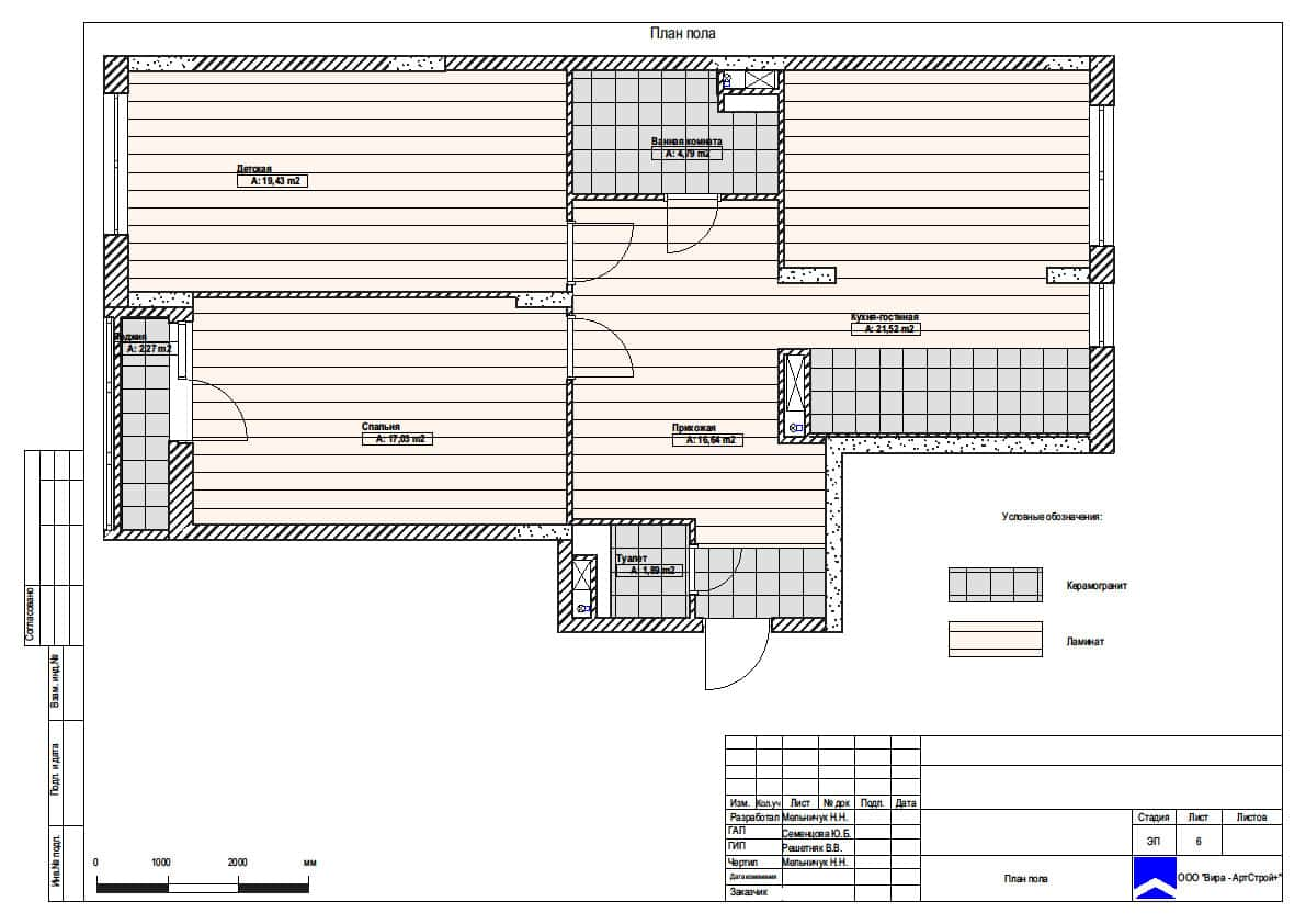 План пола, квартира 85 м² в ЖК «Испанские кварталы»