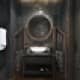 Массивное, круглое зеркало для ванной комнаты. Дизайн и ремонт квартиры на Новом Арбате —  Одиссея капитана Блада. Фото 023