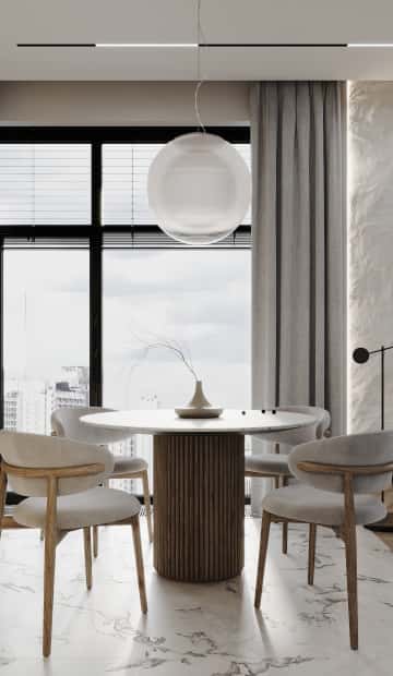 Гармония перемен. Дизайн и ремонт квартиры 66м2 ЖК Зорге 9 в стиле минимализм. Кухня-гостиная, фото 04