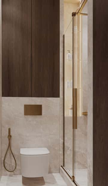 Современная роскошь. Дизайн и ремонт квартиры 111м2 ЖК Павелецкая сити в современном стиле. Гостевой санузел, фото 01