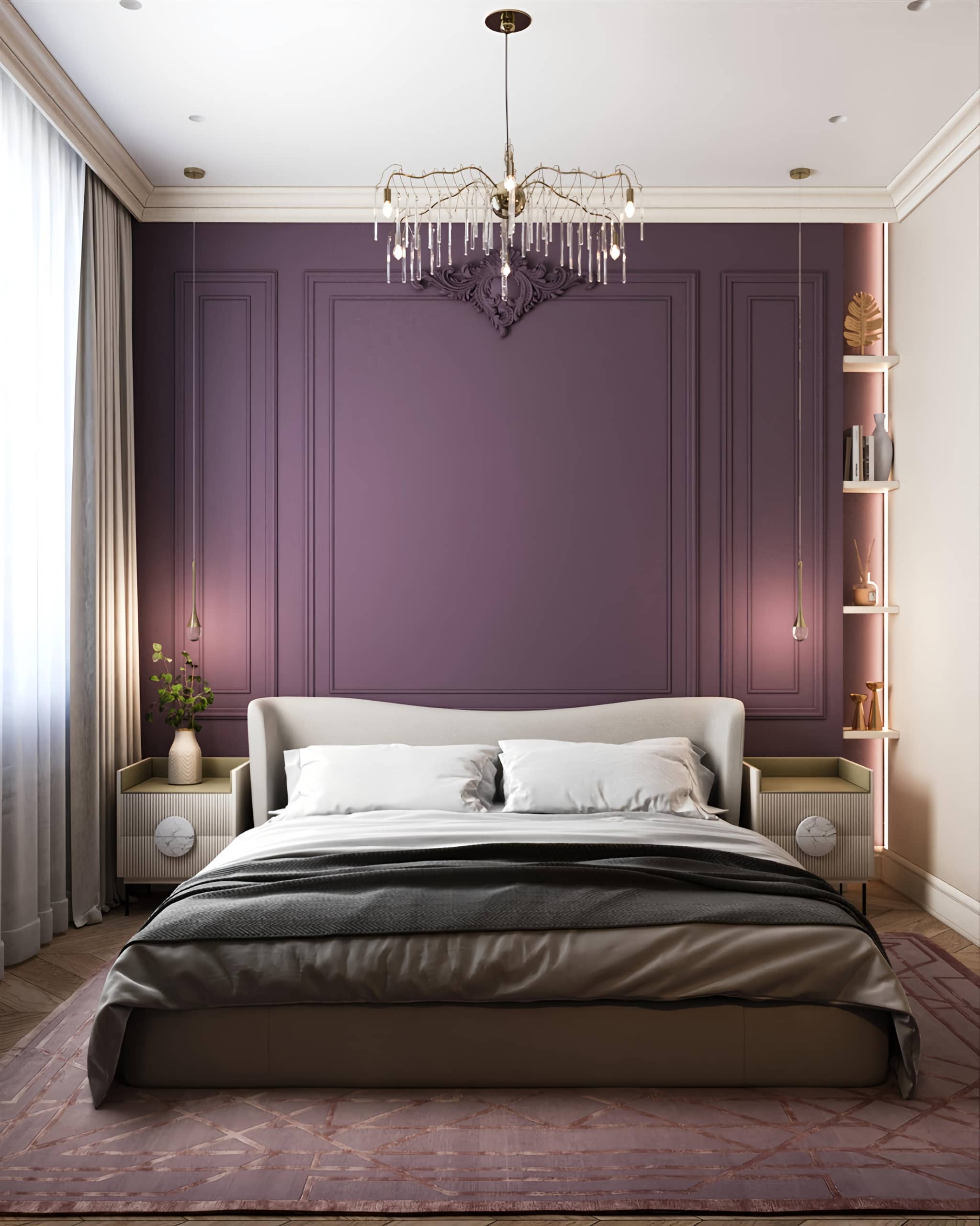 Оформление интерьера спальни в стиле современной классики. Фото № 72396.
