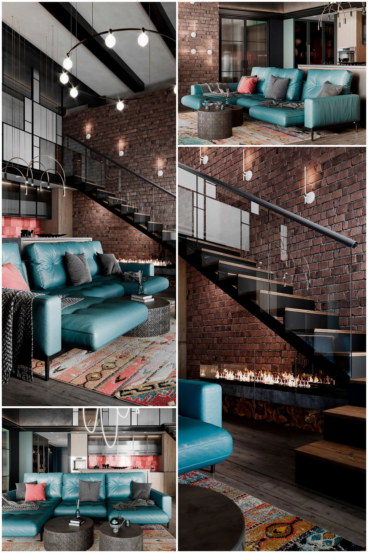 Кухня-гостиная в стиле лофт